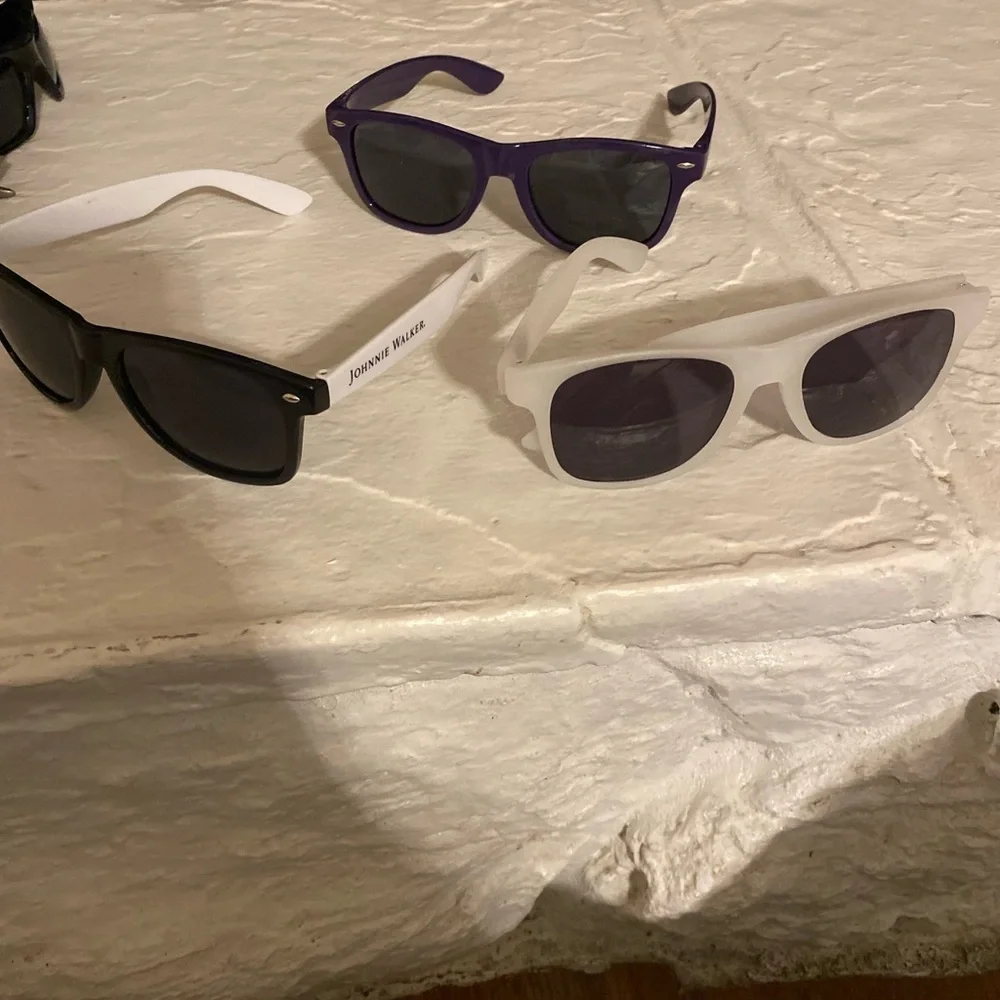 Set 3 Sunglasses Black White Purple Johnnie Walker Whiskey Barefoot UV Vodka